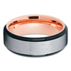 Rose Gold Tungsten - Tungsten Wedding Band - Black Ring - Men's Band - Clean Casting Jewelry
