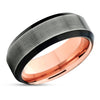 Black Wedding Ring - Rose Gold Wedding Band - Tungsten Ring - Rose Gold Ring