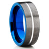 Blue Tungsten Wedding Band - Men's Tungsten Ring - Gunmetal Wedding Ring - Clean Casting Jewelry
