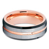 Rose Gold Tungsten Wedding Band - Rose Gold Tungsten - Silver Brush - Clean Casting Jewelry