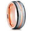 Rose Gold Tungsten Wedding Band - Rose Gold Tungsten - Silver Brush - Clean Casting Jewelry