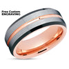 Wedding Band - Rose Gold Tungsten Ring - Rose Gold Wedding Ring - Silver Ring