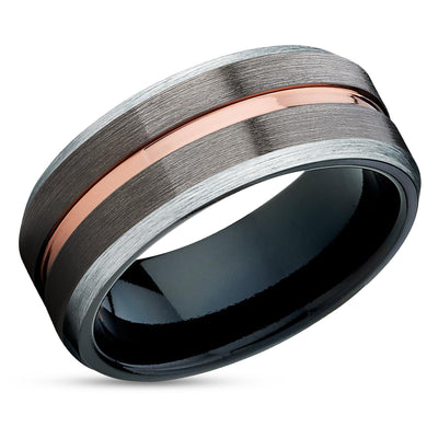 Rose Gold Wedding Ring - Tungsten Wedding Ring - Gunmetal Ring - Tungsten Ring