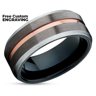 Rose Gold Wedding Ring - Tungsten Wedding Ring - Gunmetal Ring - Tungsten Ring