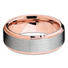 Rose Gold Tungsten Wedding Band - Silver Brush - Rose Gold Tungsten Ring - Clean Casting Jewelry
