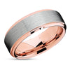 Rose Gold Tungsten Wedding Band - Silver Brush - Rose Gold Tungsten Ring
