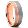 Men's Tungsten Wedding Band - Rose Gold Tungsten - Gray Tungsten Ring - Clean Casting Jewelry