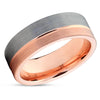 Men's Tungsten Wedding Band - Rose Gold Tungsten - Gray Tungsten Ring