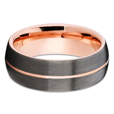 Rose Gold Tungsten - Brushed - Gunmetal Tungsten Band - Rose Gold Band - Clean Casting Jewelry
