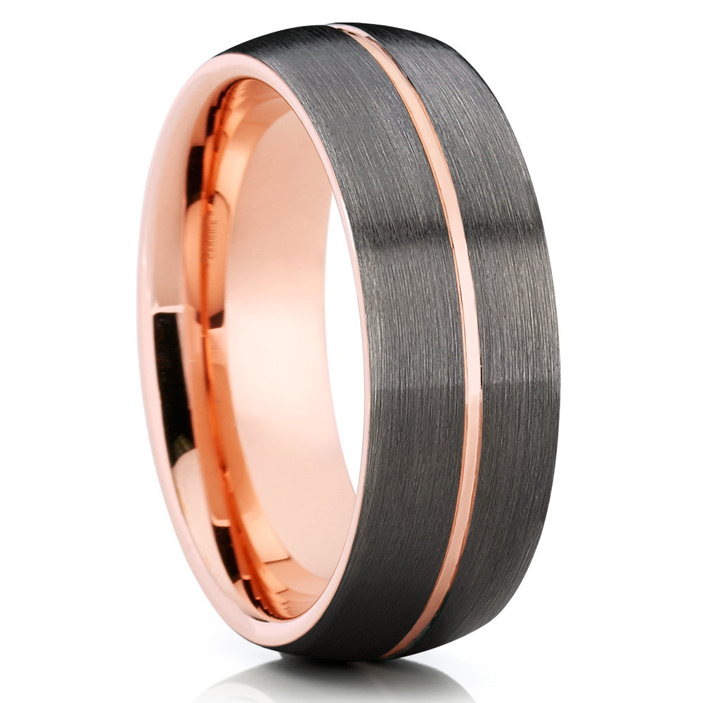 Rose Gold Tungsten - Brushed - Gunmetal Tungsten Band - Rose Gold Band - Clean Casting Jewelry