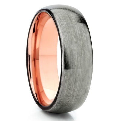 Rose Gold Tungsten - Gunmetal Ring - Tungsten Wedding Band - Rose Gold - Clean Casting Jewelry