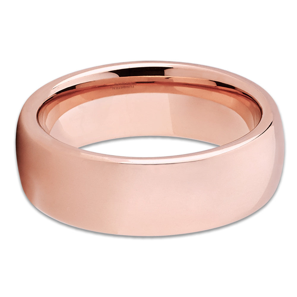 Rose Gold Tungsten - Tungsten Wedding Band - Dome Tungsten Ring - Shiny - Clean Casting Jewelry