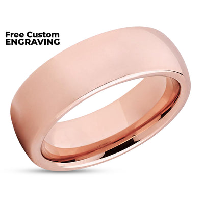 Rose Gold Tungsten - Tungsten Wedding Band - Dome Tungsten Ring - Shiny - Wedding Ring