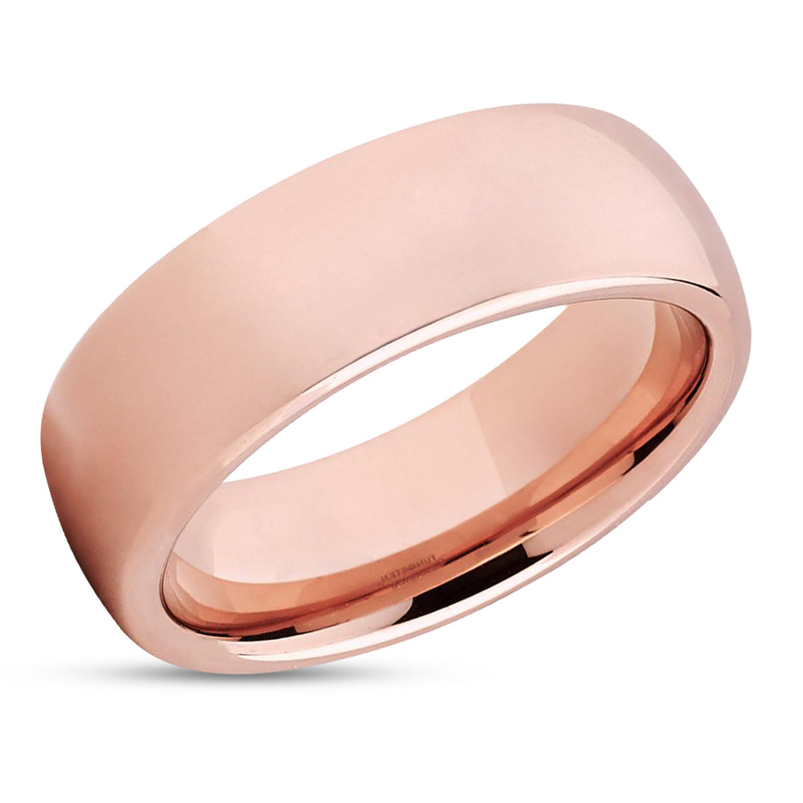 Rose Gold Tungsten - Tungsten Wedding Band - Dome Tungsten Ring - Shiny - Wedding Ring