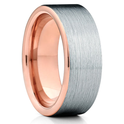 Rose Gold Tungsten - Brush Wedding Band - Rose Gold Tungsten Ring - Clean Casting Jewelry