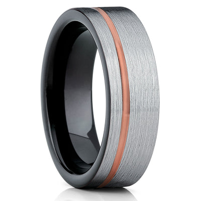Black Tungsten Ring - Gray Tungsten Ring - Rose Gold Tungsten - Brush - Clean Casting Jewelry