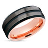 Rose Gold Tungsten Ring - Black Wedding Ring - Rose Gold Wedding Band - Ring