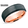 Black Tungsten Wedding Band - Black Tungsten Ring - Men's Ring - Rose - Gunmetal Ring