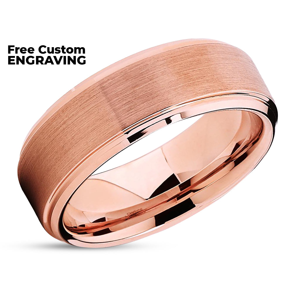 Rose Gold Tungsten Ring - Rose Gold Tungsten - Tungsten Wedding Band - Rose Gold