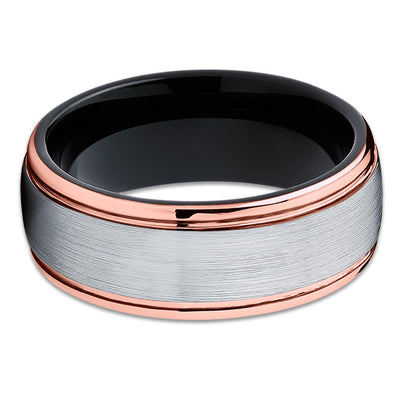 Rose Gold Tungsten Wedding Band - Grey - Rose Gold Tungsten Ring - Unique - Clean Casting Jewelry