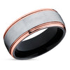 Rose Gold Wedding Ring - Tungsten Wedding Band - Black Tungsten Ring - Dome Ring