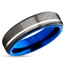 Blue Wedding Ring - Gunmetal Wedding Ring - Blue Tungsten Ring - Wedding Band