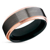Rose Gold Tungsten Ring - Black Tungsten Ring - Gunmetal Tungsten Band - Black Ring