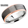 Rose Gold Tungsten Ring - Gray Tungsten Ring - Gunmetal - Tungsten Band - Gunmetal Ring
