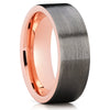 Rose Gold Tungsten Ring - Gray Tungsten Band - Rose Gold Tungsten - Brush - Clean Casting Jewelry