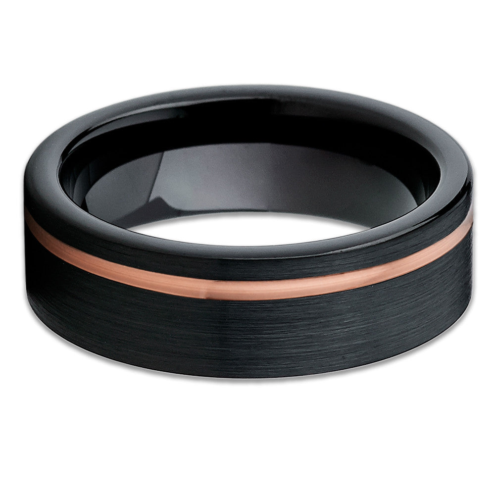Tungsten Wedding Band - Black Tungsten Ring - Rose Gold Tungsten - Clean Casting Jewelry