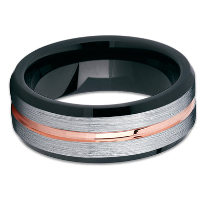 Black Tungsten Ring - Rose Gold Tungsten Ring - Rose Gold Tungsten - Clean Casting Jewelry