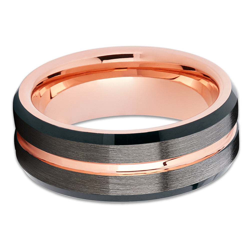 Rose Gold Tungsten - Black Tungsten - Rose Gold Tungsten Band - Clean Casting Jewelry