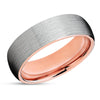 Rose Gold Wedding Ring - Tungsten Wedding Ring - Rose Gold Wedding Band - Silver