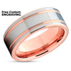 Rose Gold Tungsten - Men's Tungsten Wedding Band - Rose Gold Ring -  Rose Gold Wedding Ring