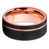 Rose Gold Tungsten Wedding Band - Men's Ring - Black Tungsten Ring - Clean Casting Jewelry