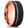 Rose Gold Tungsten Wedding Band - Men's Ring - Black Tungsten Ring - Clean Casting Jewelry