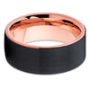 Rose Gold Tungsten Wedding Band - Black Tungsten - Rose Gold Tungsten Ring - Clean Casting Jewelry
