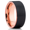 Rose Gold Tungsten Wedding Band - Black Tungsten - Rose Gold Tungsten Ring - Clean Casting Jewelry