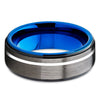 Blue Tungsten Wedding Ring - Gunmetal  - Black Tungsten Ring - Black Ring - Clean Casting Jewelry