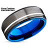 Gunmetal Wedding Ring - Blue Tungsten Ring - Blue Wedding Ring - Wedding Band