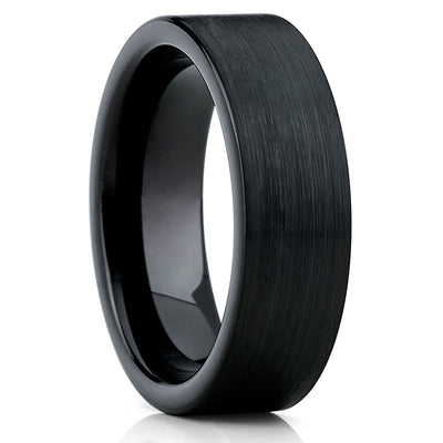 Black Tungsten Ring - Tungsten Wedding Band - Black Wedding Band - 7mm - Clean Casting Jewelry