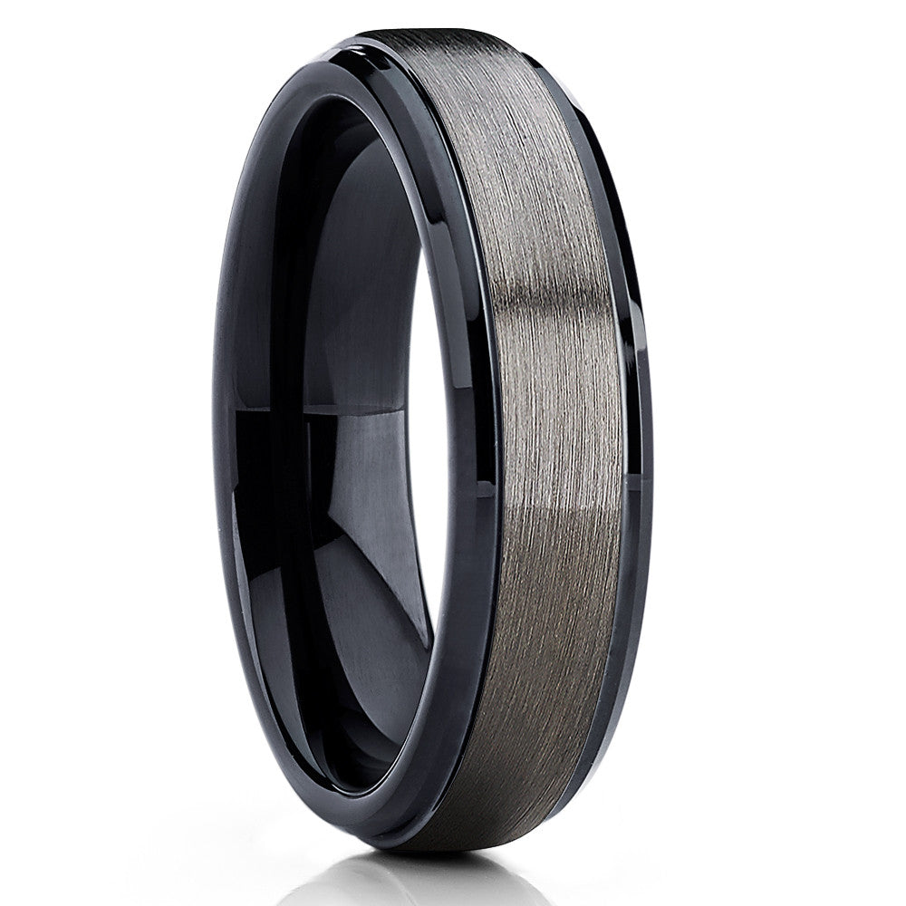 6mm Gray Tungsten Wedding Band - Black Tungsten Ring - Gunmetal Band - Clean Casting Jewelry