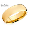 Yellow Gold Tungsten Ring - Tungsten Wedding Band - Yellow Gold Tungsten Ring - Dome