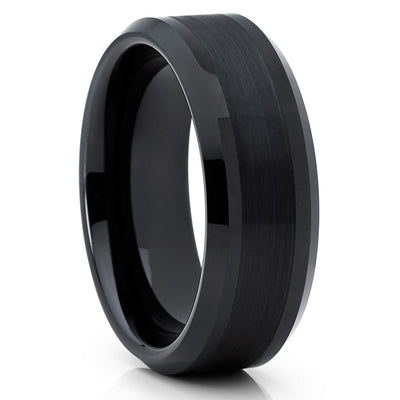 Black Tungsten Band - Black Ring - Tungsten Wedding Band - Men's Ring - 8mm - Clean Casting Jewelry