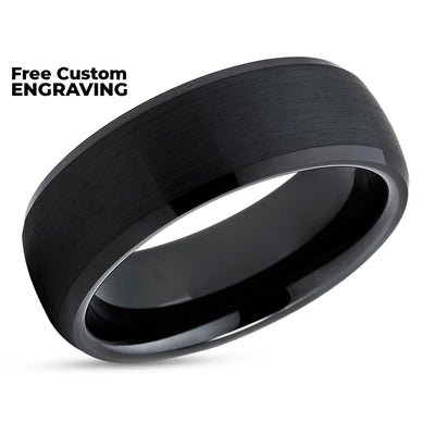 Black Wedding Ring - Black Tungsten Ring - 8mm Ring - 6mm Ring - Black Wedding Band