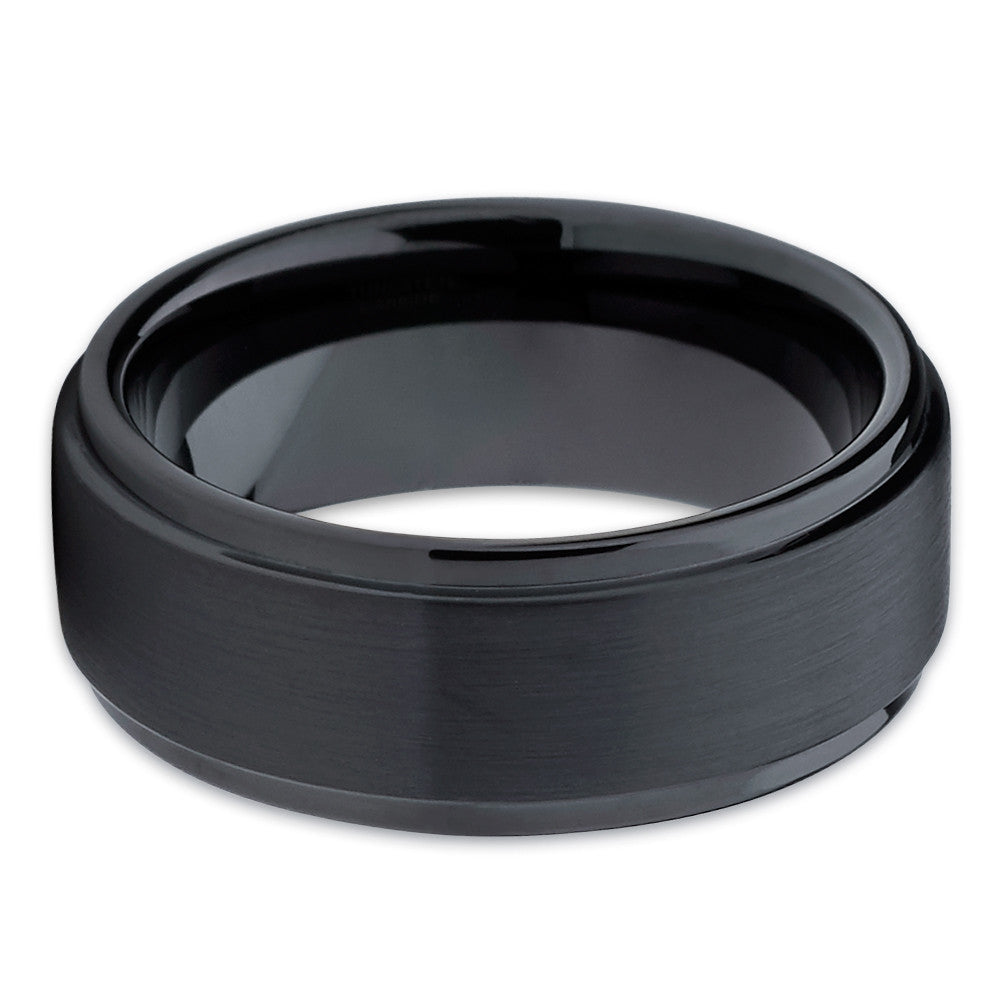 Black Tungsten Ring - Black Wedding Band - 8mm - Men's Wedding Band - Clean Casting Jewelry