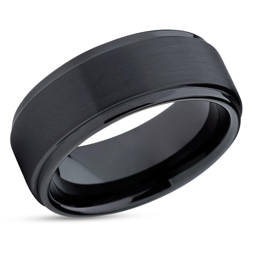 Black Wedding Band - Black Tungsten Ring - Tungsten Wedding Ring - Engagement Ring