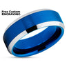 Blue Tungsten Wedding Ring - Blue Wedding Band - Silver Wedding Ring - Blue Ring
