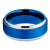 Blue Tungsten Ring - Blue Tungsten Wedding Band - Silver Tungsten Ring - Clean Casting Jewelry