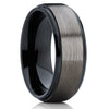 Black Tungsten Wedding Band - Gunmetal Ring - Men's Wedding Band - Brush - Clean Casting Jewelry